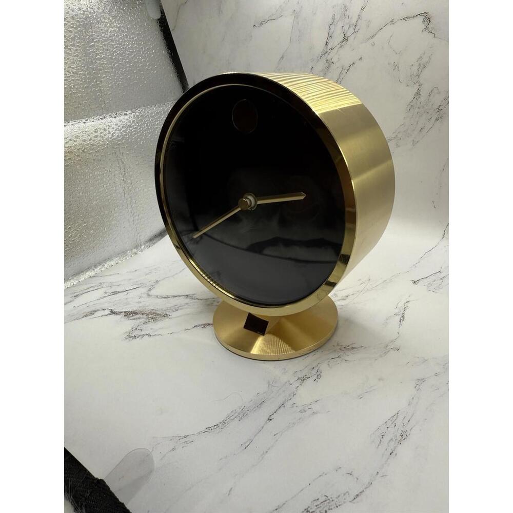 Vintage Howard Miller Nathan George Horwitt Brass Museum Desk Clock Movado MCM - Picture 3 of 16